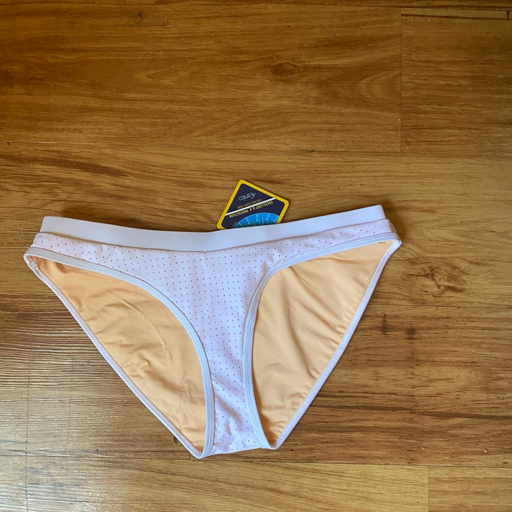 New fabletics bikini bottom white low cut bathing suit